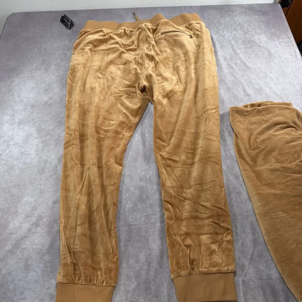 Vintage Sean John 2XL Y2K Velvet Velour Tracksuit Set Pants Hoodie Brown